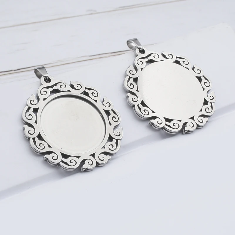 6pcs Fit 25mm Stainless Steel Cabochon Base Diy Blank Cameo Pendant Bezel Settings Diy Jewelry Necklace Trays