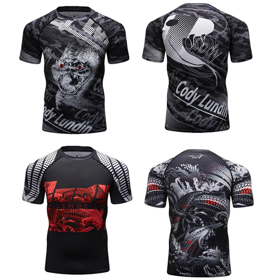 MMA Rashguard bjj Jiu jusit T Shirts Men Muay Thai Mma Gi Kickboxing Shirts Breathable Boxe Fighting MMA Clothing Boxing Jerseys