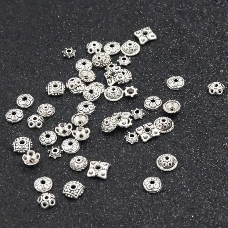 200 teile/paket Antike Silber Unebene Gemischte Größen Perlen Kappen Für Schmuck Machen Kleine Perle Ende DIY Handgemachten Schmuck Zubehör – Detail 7