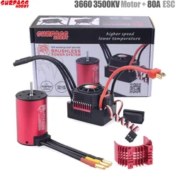 SURPASS HOBBY KK Waterproof Combo 3660 2600KV 3500KV Brushless Motor w//Heat Sink 60A / 80A Brushless ESC for RC 1/8 Car