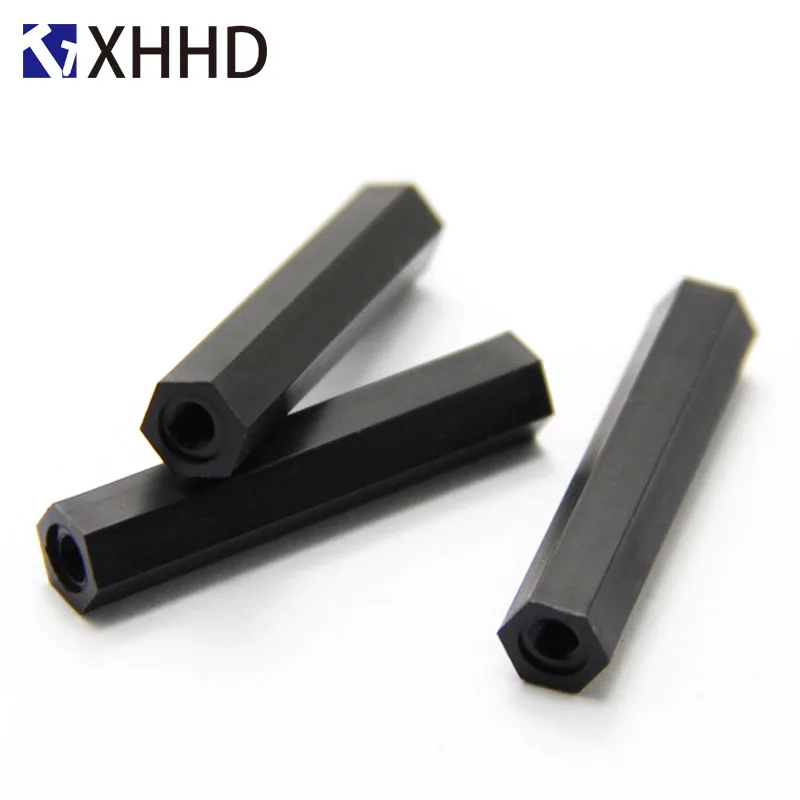 M2 M2.5 M3 M4 PCB Spacer Nylon Black Hex Female Standoff Nylon Double Pass Plastic Hexagon Thread PCB Motherboard Spacer