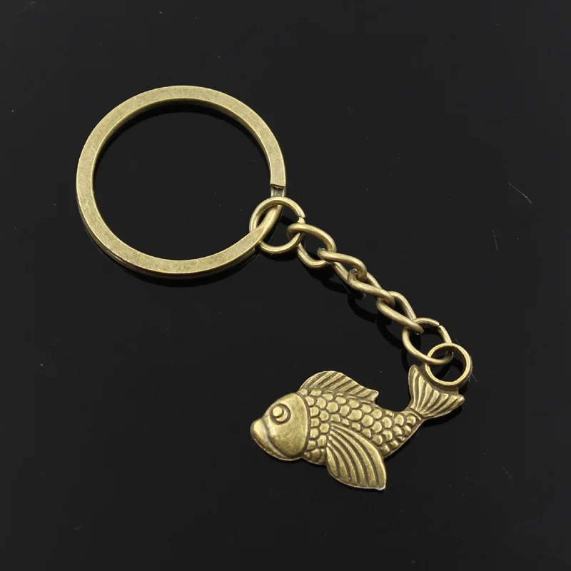 New Fashion Men 30mm Keychain DIY Metal Holder Chain Vintage Carp Fish 32x19mm Silver Color Pendant Gift
