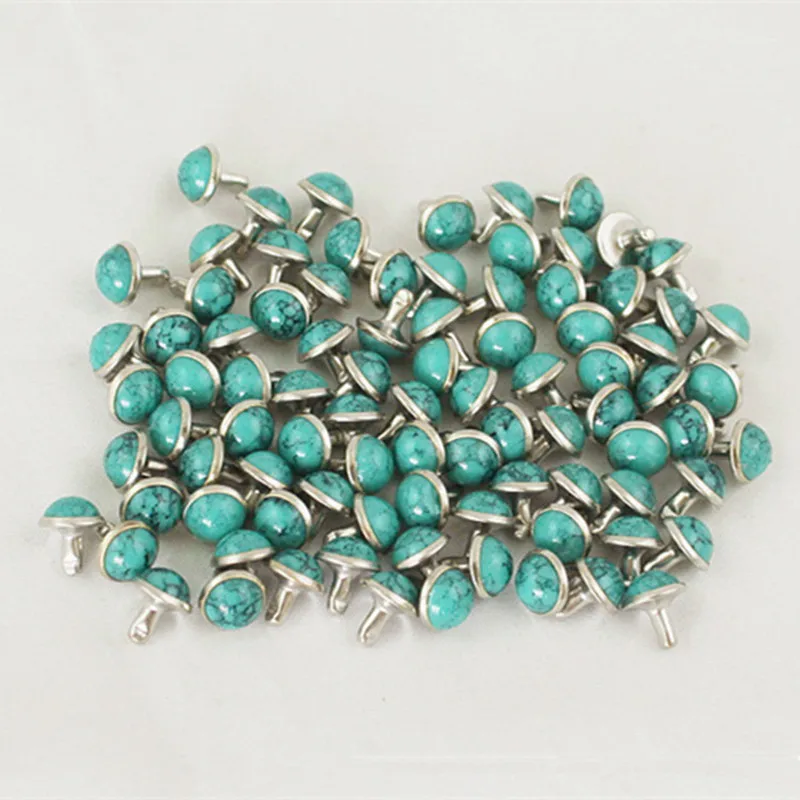 100Pcs 8.5mm Semicircular Colored Turquoise Rivets DIY Metal Rivets Punk for Shoes Bags Jeans Clothes Crafts Supplies Belt screw