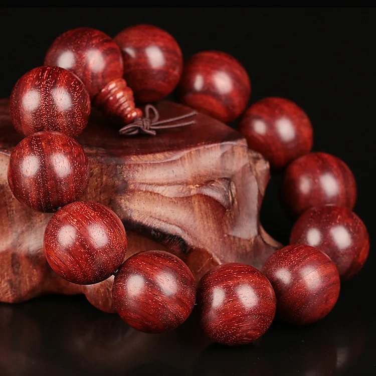 Natural African Zambian Red Sandalwood Wood Tibetan Buddhist Scriptures Big Beads Bracelet Prayer Beads Men Jewelry