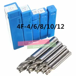 5 Pcs 4 Flute Milling Cutter,End Mill CNC Tools HSS Diameter 4/6/8/10/12mm Four Blades  Straight Shank Tools