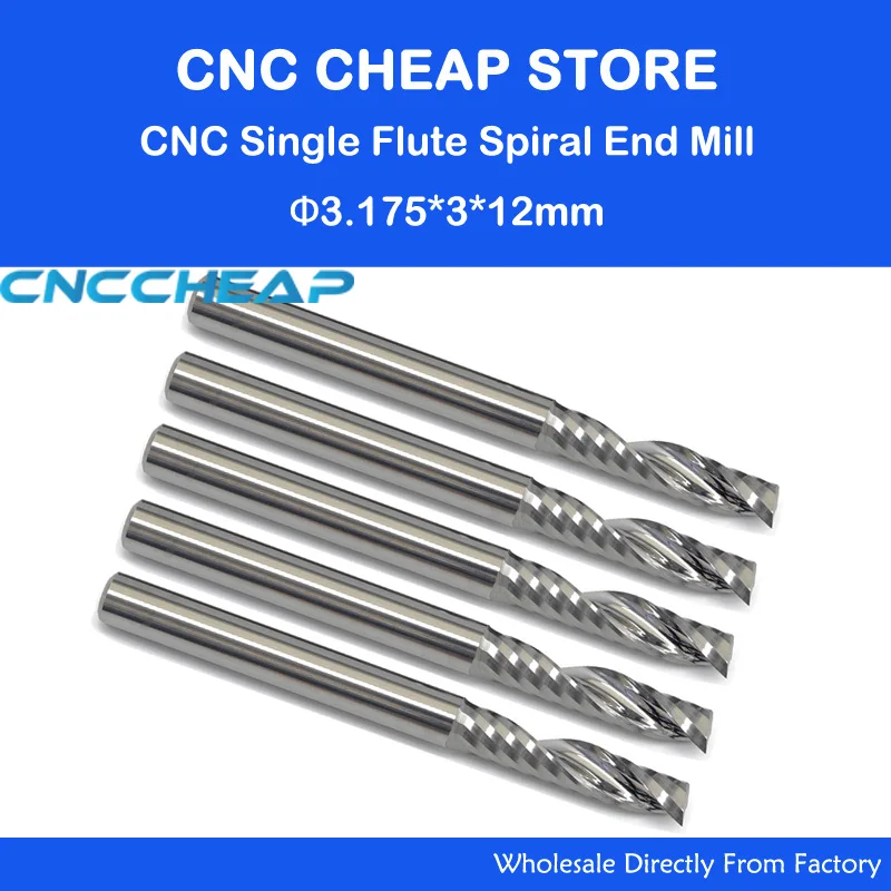 10pc 3.175mm SHK 2mm 3mm CED Single Flute Bit Carbide Engraving Cutters Wood Cutting Tools Blade Carving Milling MDF acrylic PVC