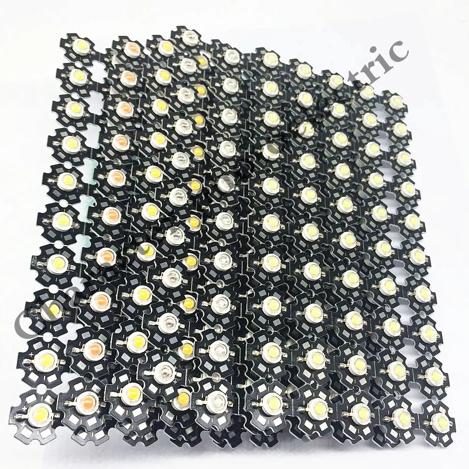 100pcs 3W High Power white warm white red green Blue Royal blue 660nm Full Spectrum 400-840nm LED with 20mm star pcb