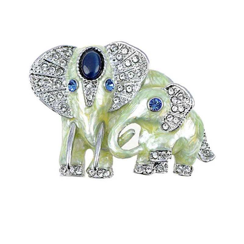 

Cute enamel Mother and Baby Elephants Brooch Pins Crystal Rhinestone Animal Kingdom Elephant Breastpin Broach for Mother's Day