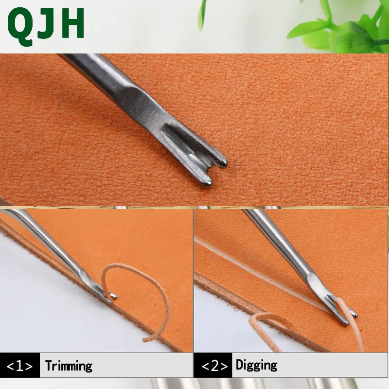 QJH brand 3pcs Leather Tools Stainless Steel U V Shaped Stitching Groover Skiving Edge Beveler DIY Leathercraft Tool