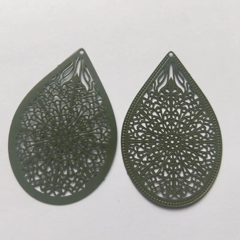 30 Stück AA1533 49*33mm Filigraner Wassertropfen Großer Anhänger aus Messing Tropfenförmiger Anhänger DIY Ohrring-Zubehör Fermoirs Pour Fabrication Bijoux – Detail 5
