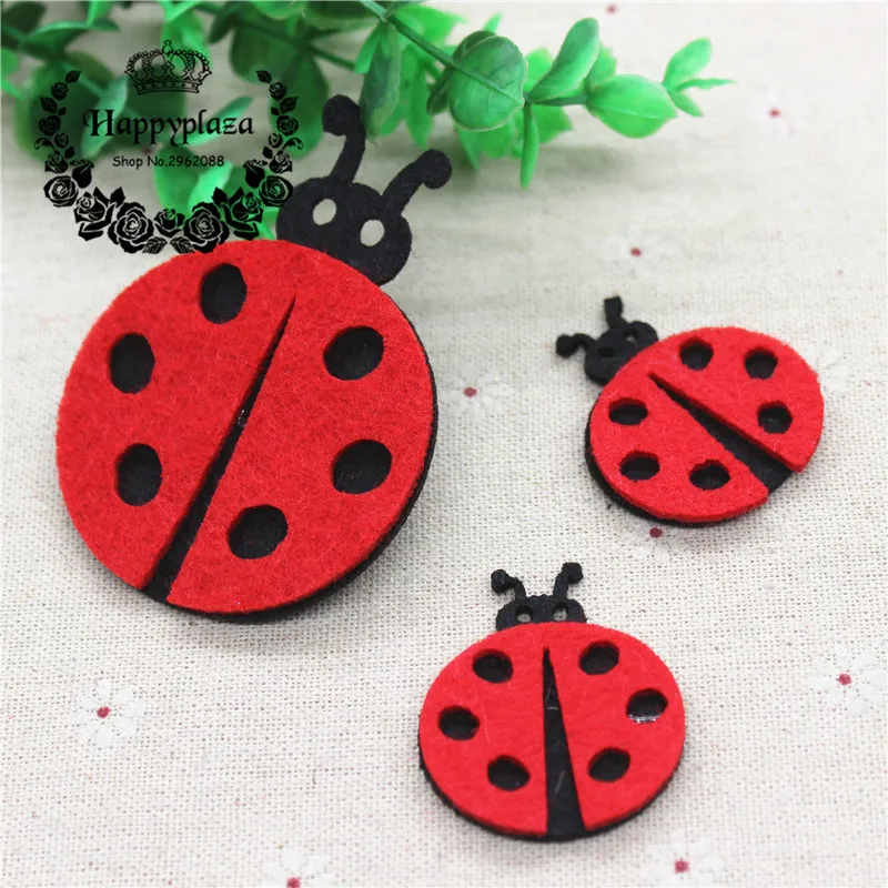 10pcs Lovely Non-woven Fabric Cartoon Ladybug Applique Patches DIY Craft, Nursery Room, Kindergarten Decoration