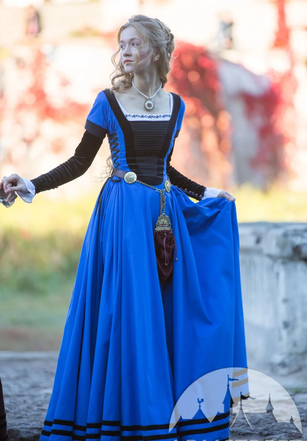 Cosplaydiy Custom Made Renaissance Women Dress Medieval Clothing Adult Victorian Medieval Side Lace Up Dress L320