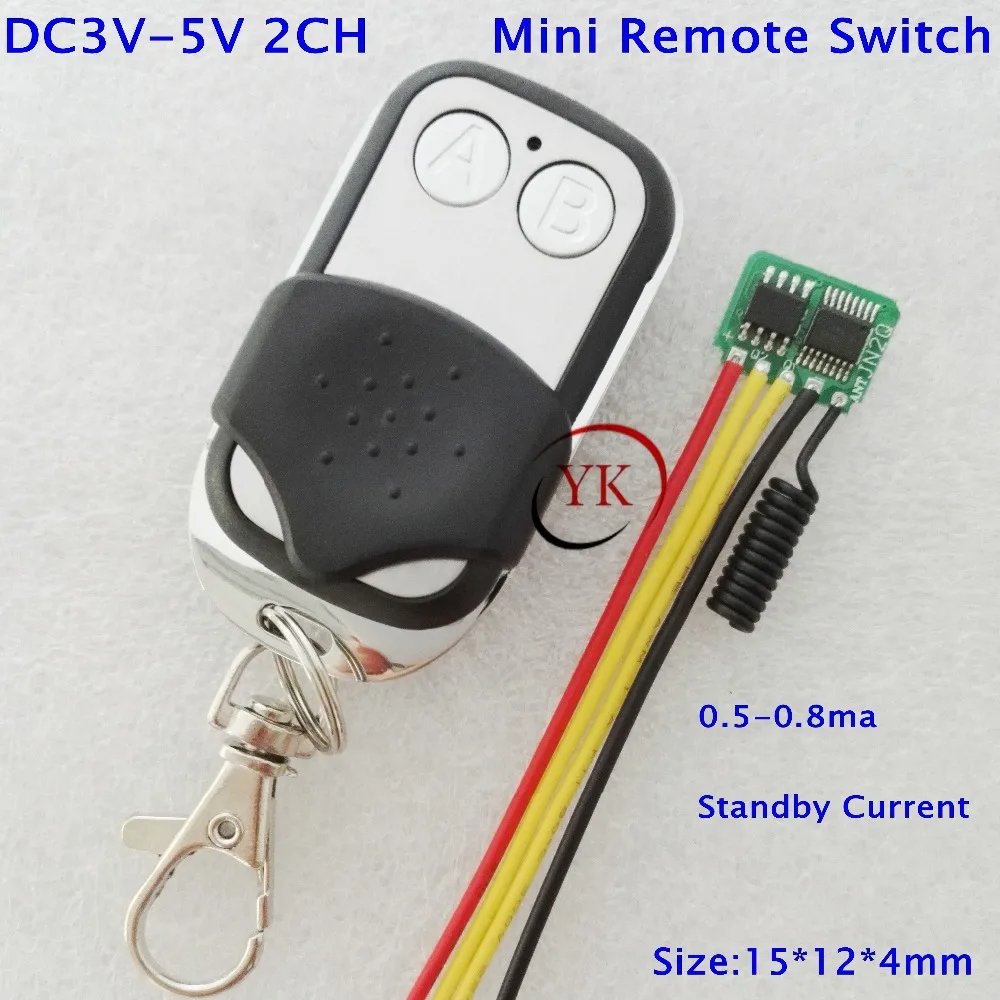 Micro Mos Remote Switch 2 CH Way Small Wireless Contactless Switch 3.3v 3.6v 3.7v 4.2v 4.5v 5v Low Stadby Current 0.5-0.8ma 433