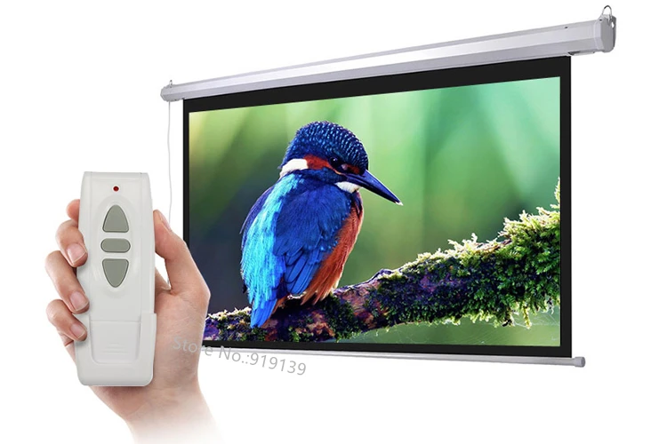 150インチ電動プロジェクタースクリーン,リモコン付き,16:9電動