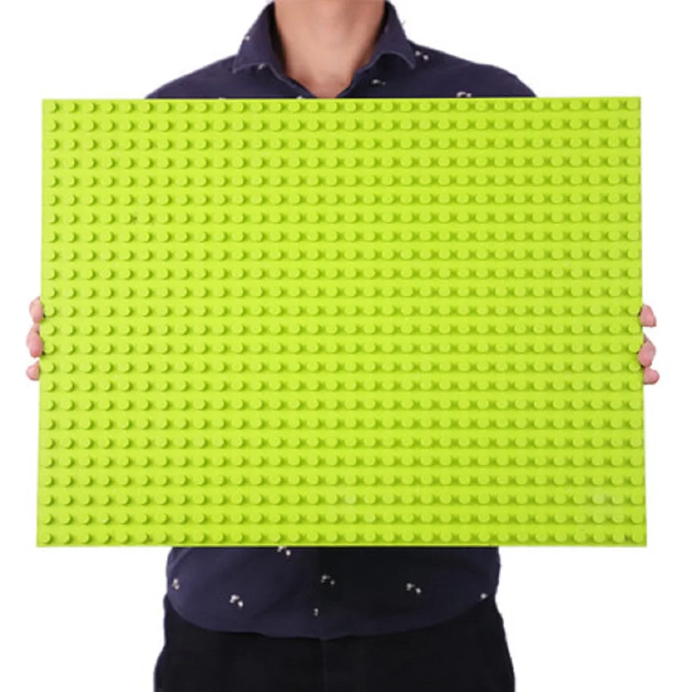 768 Dots Big Bricks Base Plate 16*32 Dots 51*25.5cm Baseplate Big Size Building Blocks Floor Toys DIY Compatible Green Board