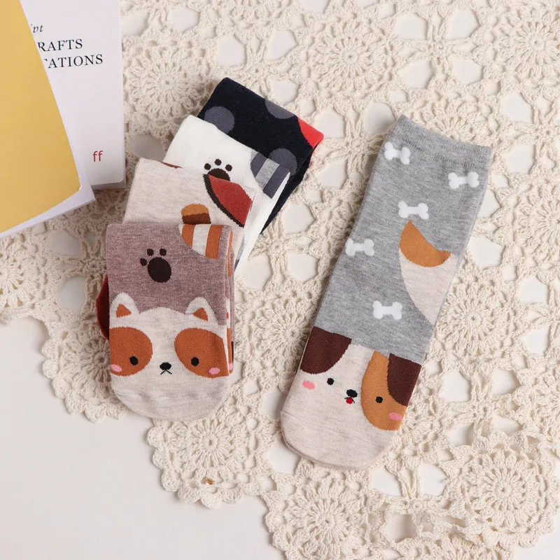 SP&CITY 5 Pairs Cartoon Kawaii Women Short Socks Cute Animal Patterned Cotton Ankle Socks Student Casual Printed Socks Female image 3