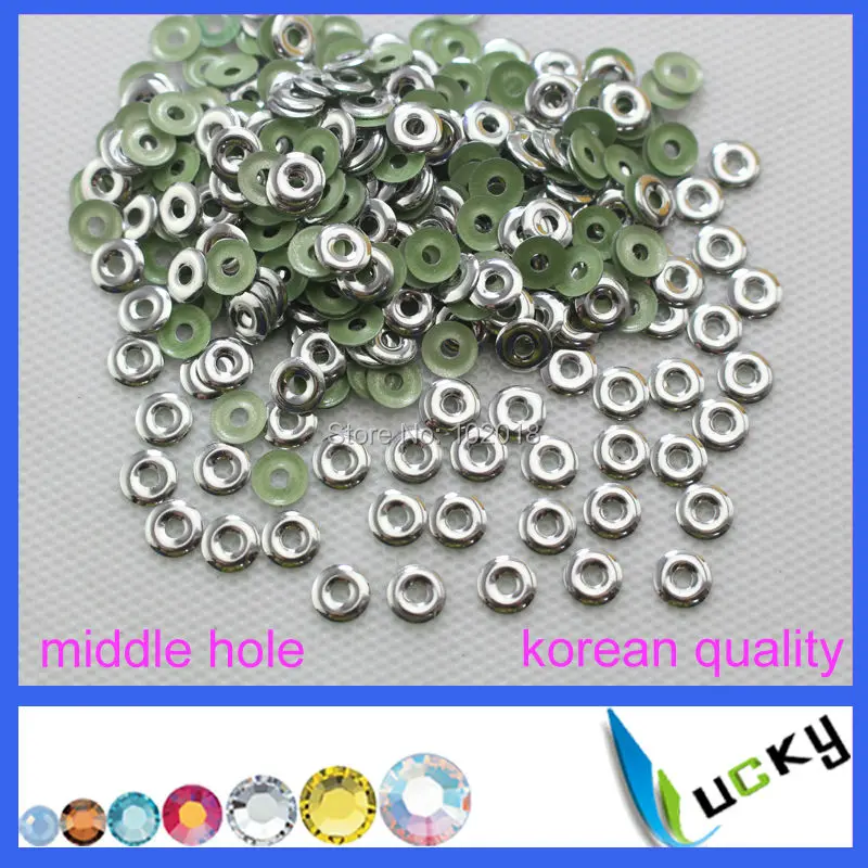 Korean quality 6mm 20gross Round shape Turquoise color aluminum hotfix rhinestuds