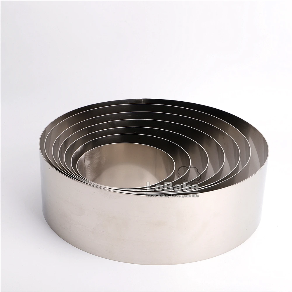 8cm height 4 - 10 inches smooth round shape stainless steel mousse ring plain cake mold cheese baking mould cakes DIY bakery