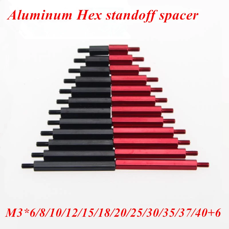 10pcs M3 Aluminum Column M3*6/8/10/12/15/18/20/25/30/35/37/40+6mm aluminum standoff spacer Spacing Screw for RC Model