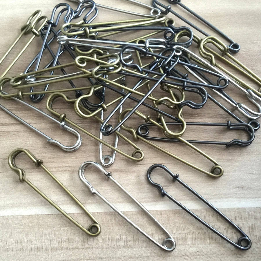 50pcs/lot EDC Outdoor tools Safety Pins Brooch Blank  Pin Broochs Survival Accessories Travel