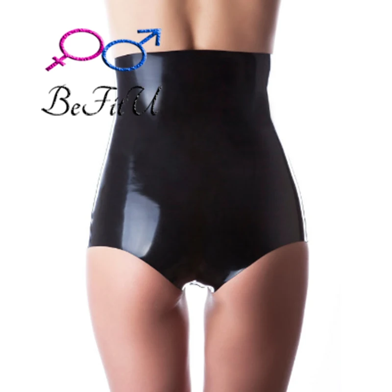 Latex Shorts fetish high waist long to bust line underpants sexy Briefs boxers men with cock hugging pants