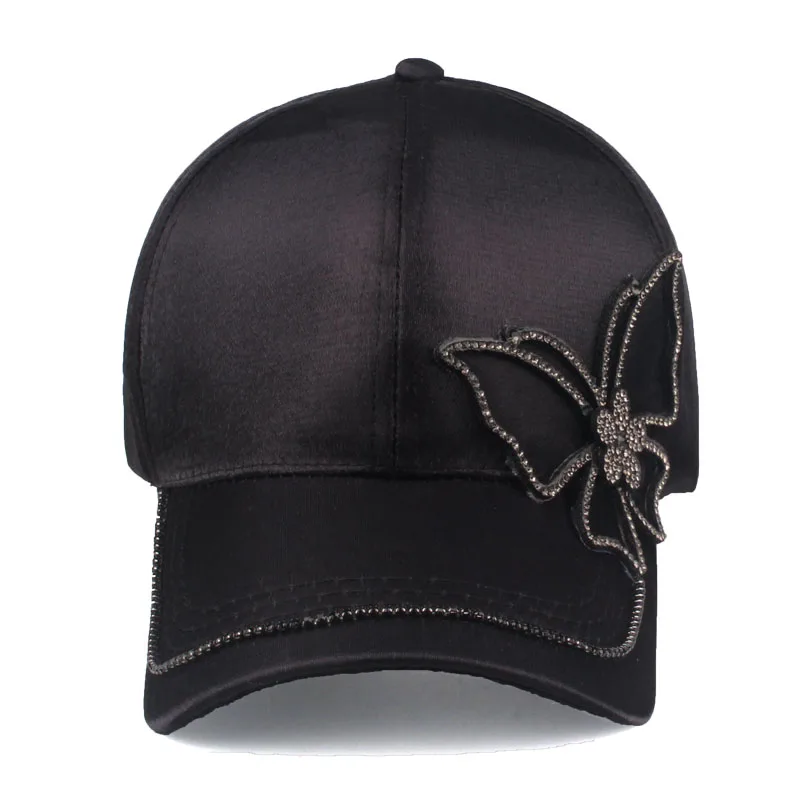 [YARBUU] 2019 New Fashion Black Butterfly Baseball Cap Girls and women Snapback Hip Hop Sun Hat high quality rhinestone casquett