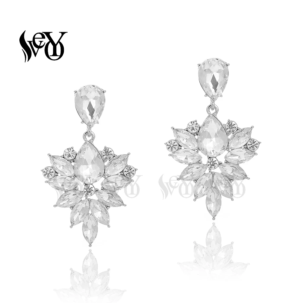 VEYO 4 Color Geometry Crystal Drop Earrings for Women Trendy Earings Fashion Jewelry New Pendientes