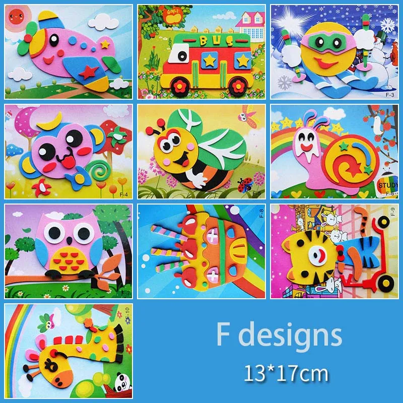 1/7/10Pcs Children 1/2/5 Paper Plate sets 3D DIY Handmade Toys 5 EVA Stickers  Material Kids Kindergarten Art Educational Toys