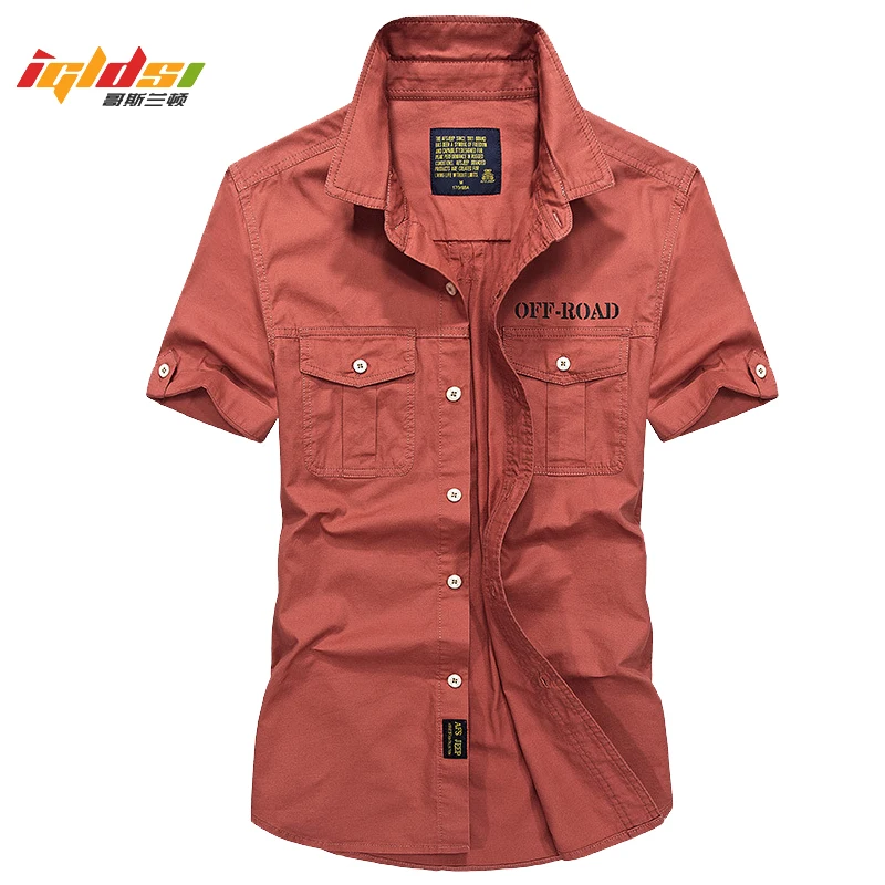 

Men's Military Style Short Sleeve Shirts Breathable Cool Summer imported Cargo Shirt camisa social masculina Plus Size 4XL