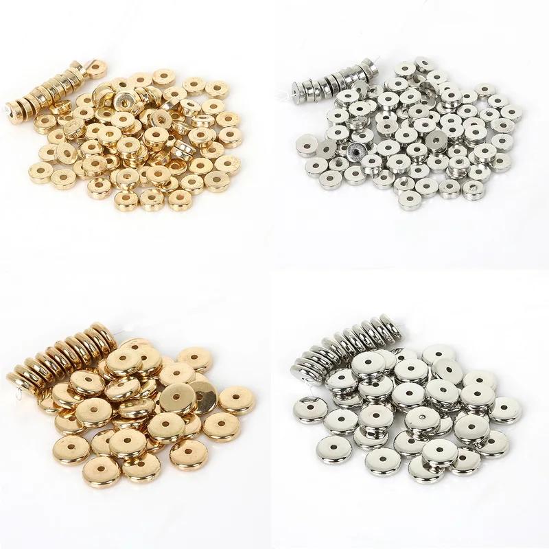 Best Selling CCB Plastic Wheel Round Beads KC Gold/Rhodium Color Loose Spacer Beads for Bracelet Necklace DIY Jewelry Making