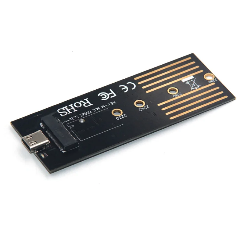 علبة قرص صلب من الألومنيوم الفضي ، M.2 SSD USB3.1 إلى PCIE NVME M2 SSD ، حاوية مع كابل من النوع C ، M.2 NGFF M ، صندوق HDD ، غرفة تبريد المفتاح