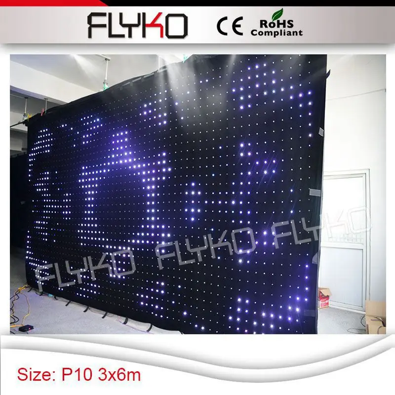 

Free shipping 3x6m PC controller new indoor video backdrop led P100mm curtain