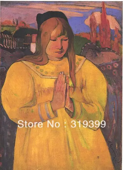 

Portrait Oil Painting Reproduction on Linen canvas,praying Breton Girl by paul gauguin,handmade, Shipping,Museum Quality