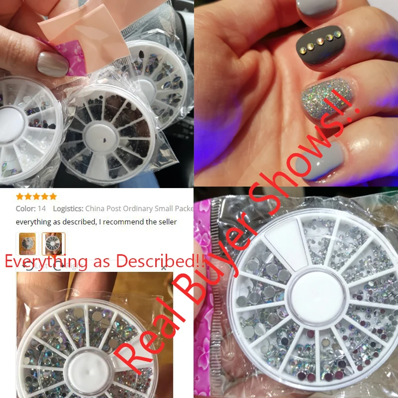 Diamantes de imitación de uñas de piedra del Paraíso de cristal camaleón mezclado, rueda para manicura de acrílico/vidrio, cuentas de uñas 3D, diamantes de imitación, 1mm, 2mm, 3mm