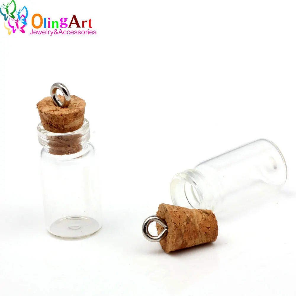 OlingArt 11x31mm Glass Pendant Glass Bottle Vial Necklace Vintage Mini Wish Bottle Necklace Jewelry Making DIY Women Gift