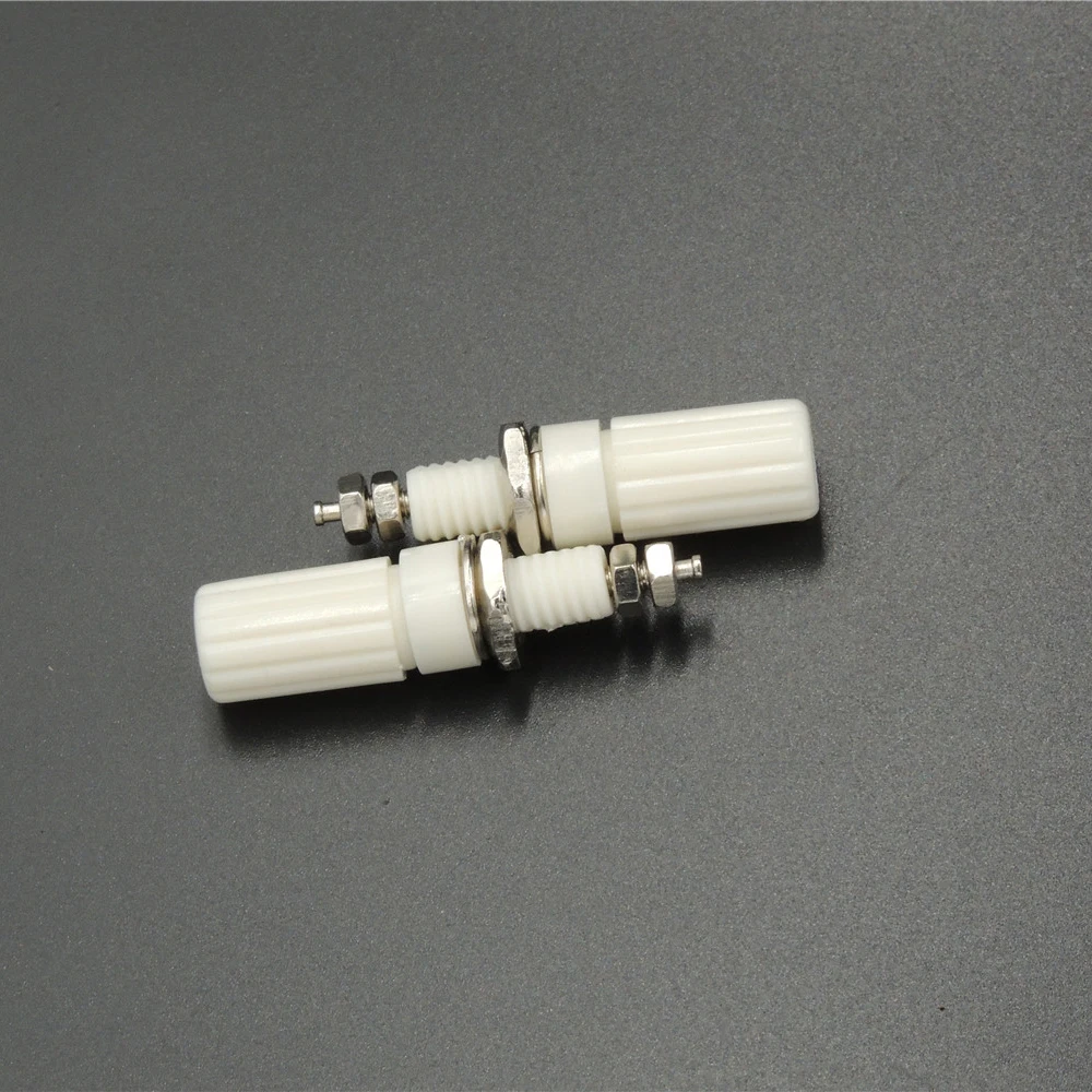 100 PCS White Binding Posts for 4mm Banana plug jack connector Power Amplifier Test Speaker Cables Test probe Conversion