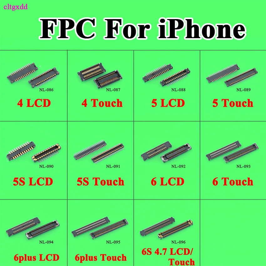 

cltgxdd 2pcs LCD Digitizer/Touch Screen Display FPC connector Replacement for iPhone 4 4s 5 5s 6 6plus 6s on motherboard