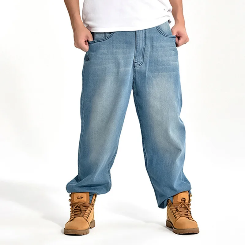 Hip Hop Men's Jeans Autumn Winter Fashion New Men Loose Jeans Jeans Plus size 44 46 Baggy Long Trousers Male Bottoms