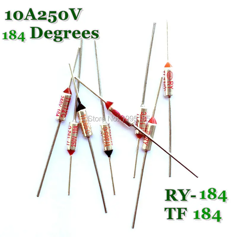 RY 10pcs/lot New Micro thermal fuse 10A250V 184 Degrees Tf 184 C Mini temp fuse metal shell Thermal Cutoff RY-184 RY184