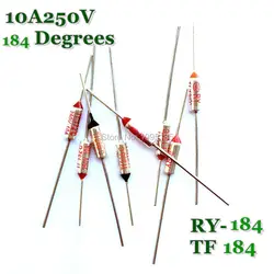 RY 10pcs/lot New Micro thermal fuse 10A250V 184 Degrees Tf 184 C Mini temp fuse metal shell Thermal Cutoff RY-184 RY184