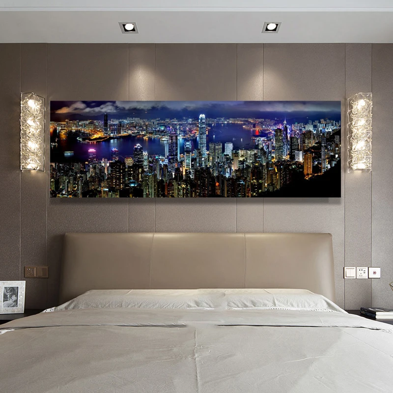 Landscape Posters and Prints Wall Art Canvas Painting City Night Scene Decorative Pictures