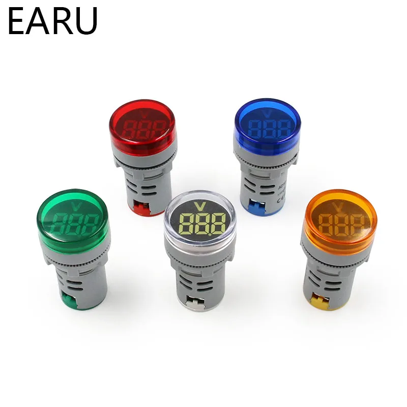 DIY Mini Digitale Voltmeter 22mm Ronde AC 12-500V Volt Voltage Tester Meter Monitor Power LED Indicator pilot Lamp Licht Display