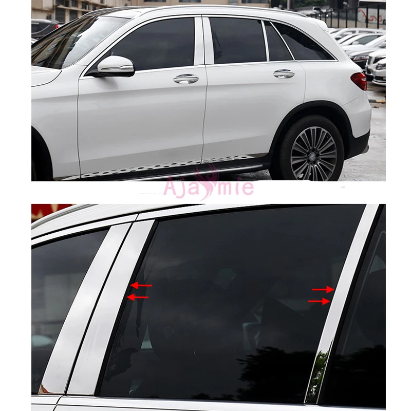 2016 2017 Window Glass Moulding Trims Overlay Cover Stainless Steel Chrome Car Styling For Mercedes Benz GLC 300 260 Accessories