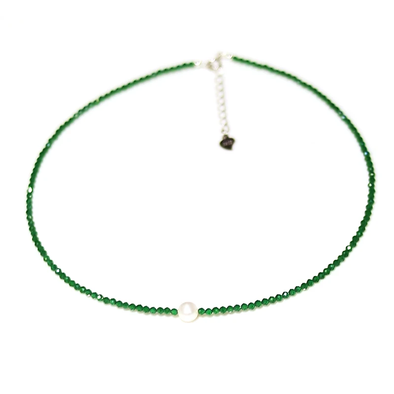 green/red spinel faceted 2mm freshwater pearl white round  chocker necklace bracelet  wholesale beads nature FPPJ woman 2018