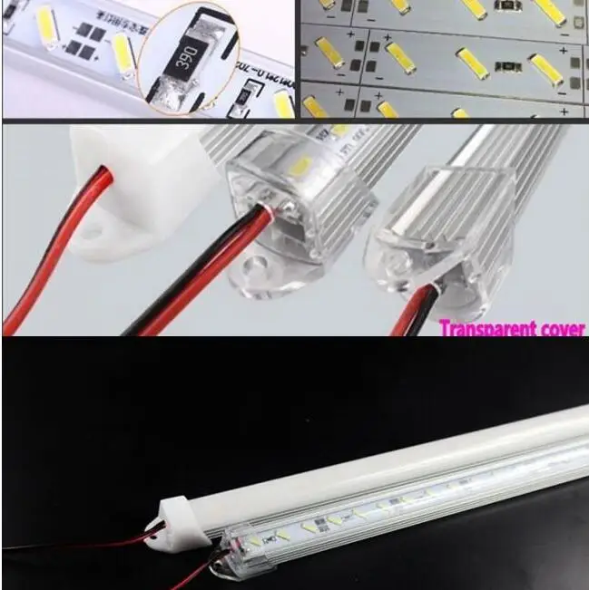 LED light bar 7020 1M 72 LED Rigid Strip Bar 12V Hard Licht Tiras with Aluminium Alloy Cover DHL