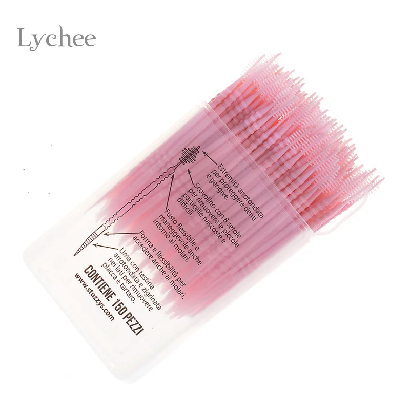 Lychee Life 150pcs/Pack Random Color Portable Plastic Toothpick Oral Dental Picks Eco-Friendly Tooth Pick