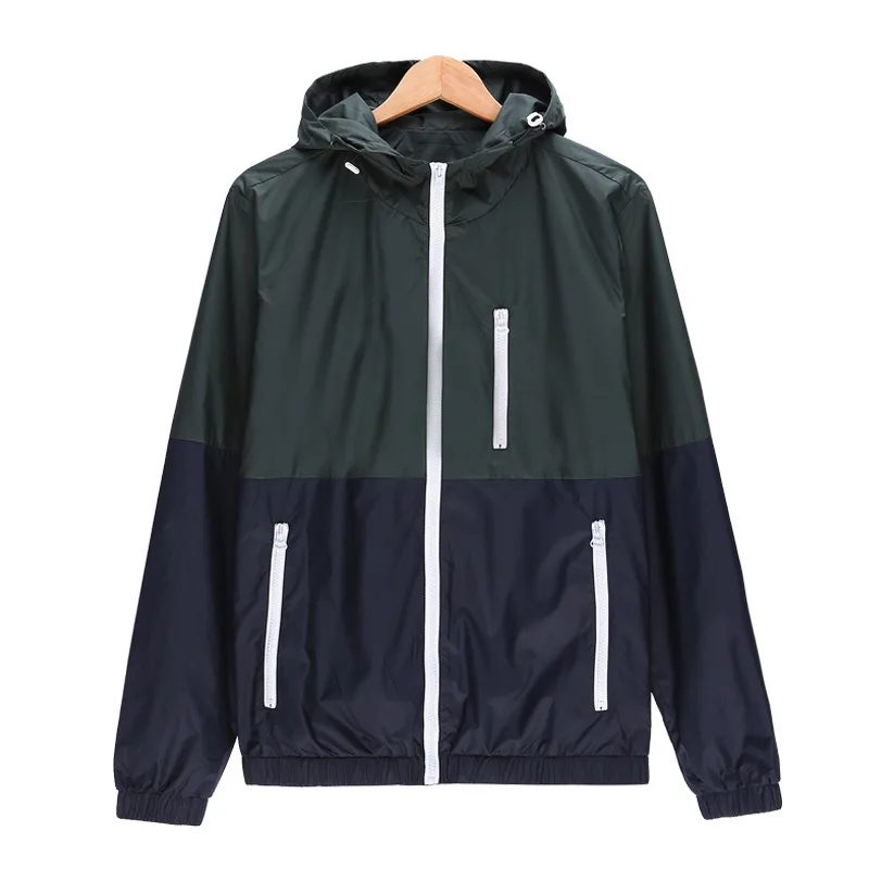 Windbreaker Men Casual Spring Autumn Lightweight Jacket 2023 New Arrival Hooded Contrast Color Zipper up Jackets Outwear Cheap