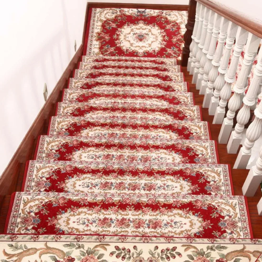 

1set/13pcs Customized Upscale European stair tread mat glue-free non-slip footrest corridor living Hotel High-end step carpet