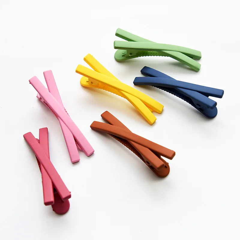 2 Pcs Hair Pins Korean Style Macaron Cross Hair Clip Candy Color Matte Hair Clips Cute Bangs Styling Hair Accessories Hairclips