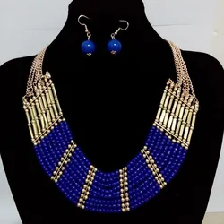 Bohemian Ethnic Jewelry Sets Multi Layer Statement Necklace Earrings African Beads Jewelry Set For Women